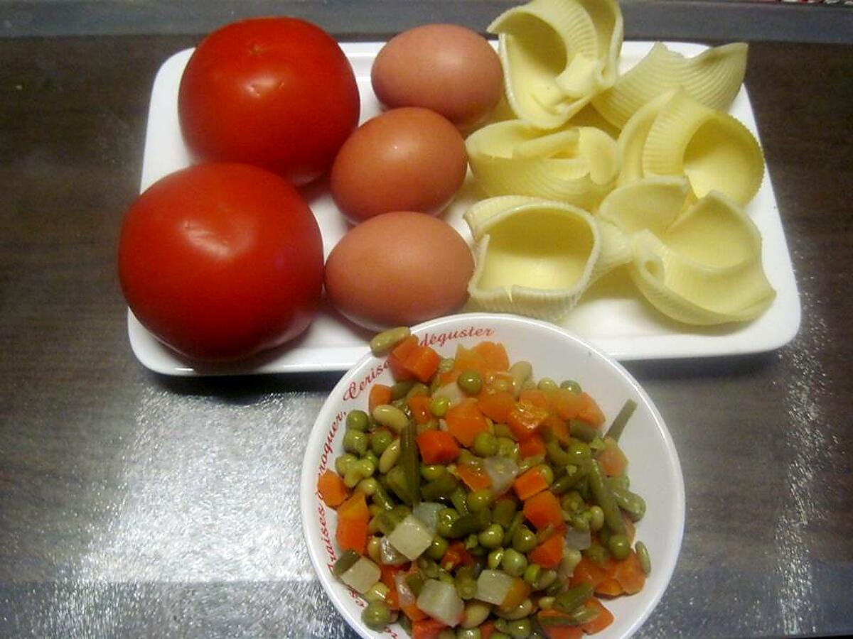 recette Pâtes lumaconi et ses garnitures.