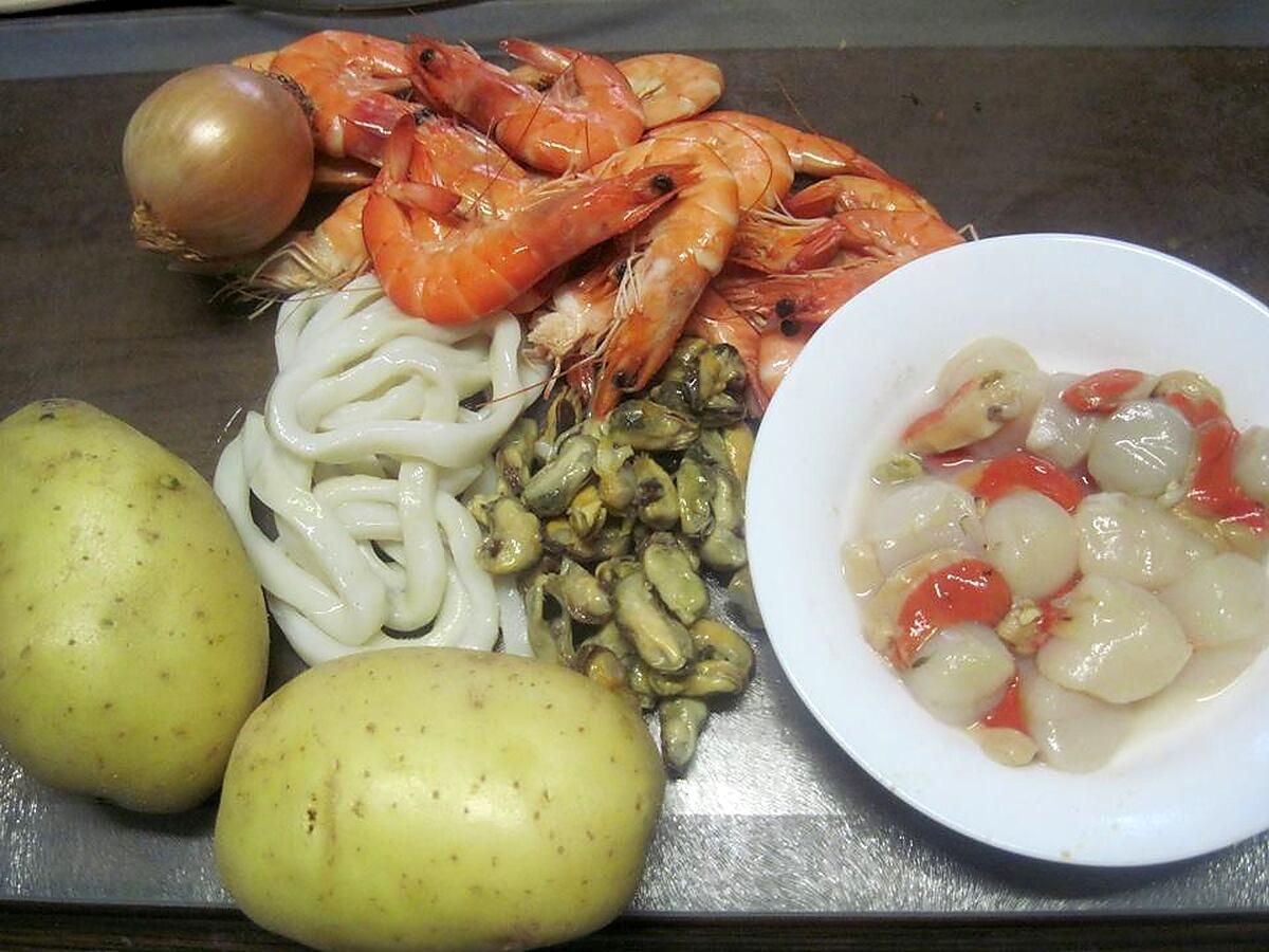 recette Fruits de mer aux pommes de terre sautées.