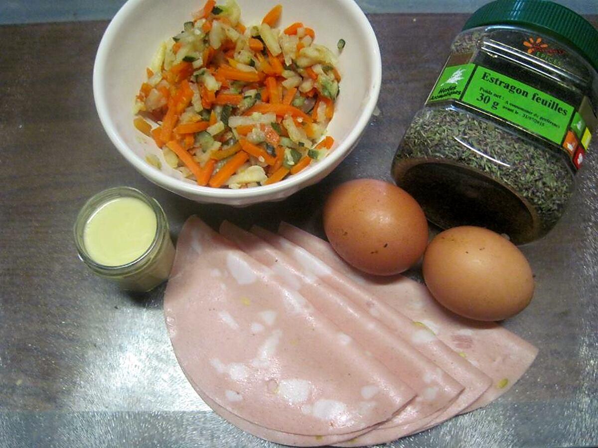 recette Mortadelle aux petits légumes et œufs.
