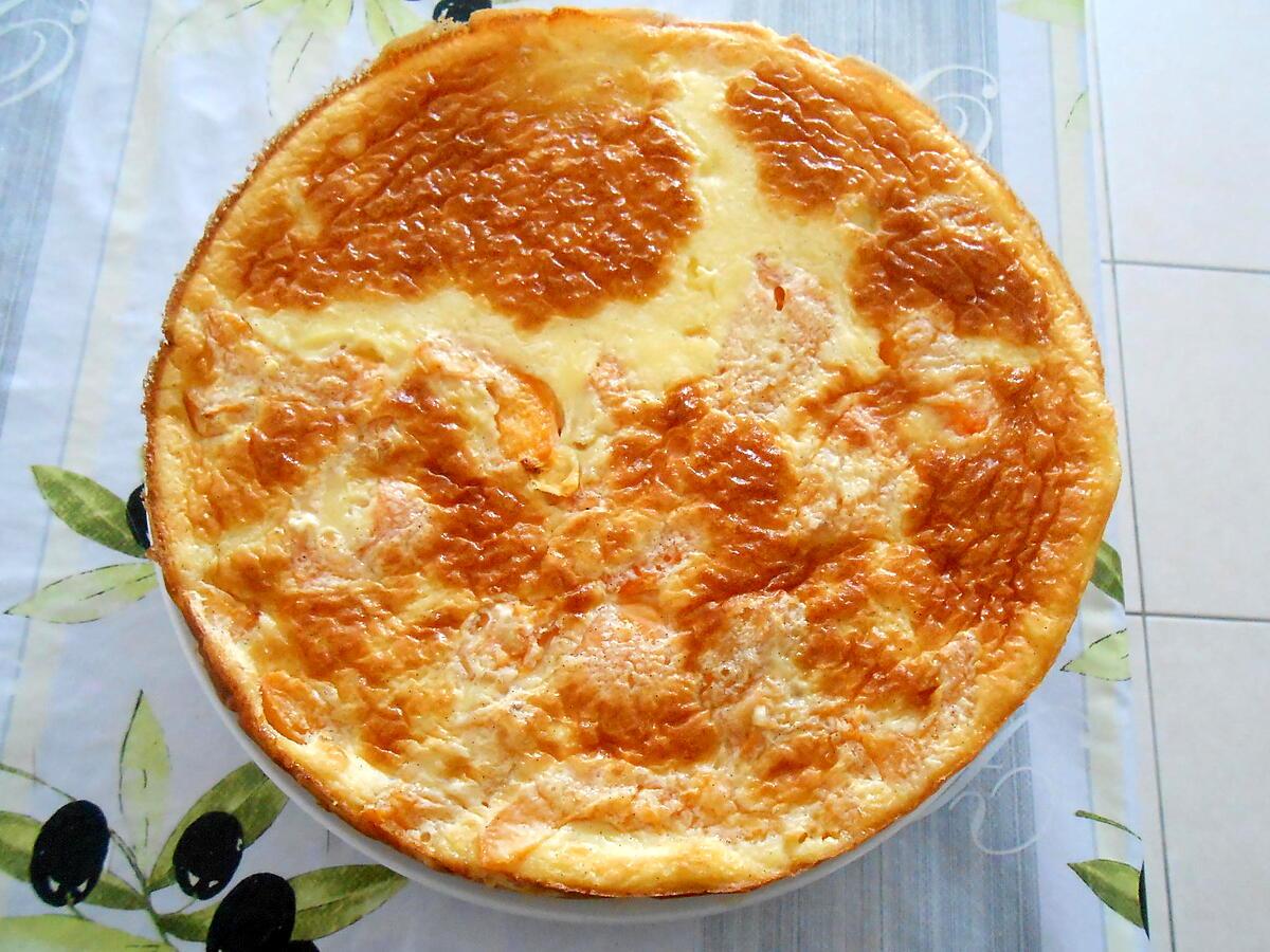 recette FLAN PATISSIER AUX ABRICOTS (recette relevée sur la page des petits plats du prince)