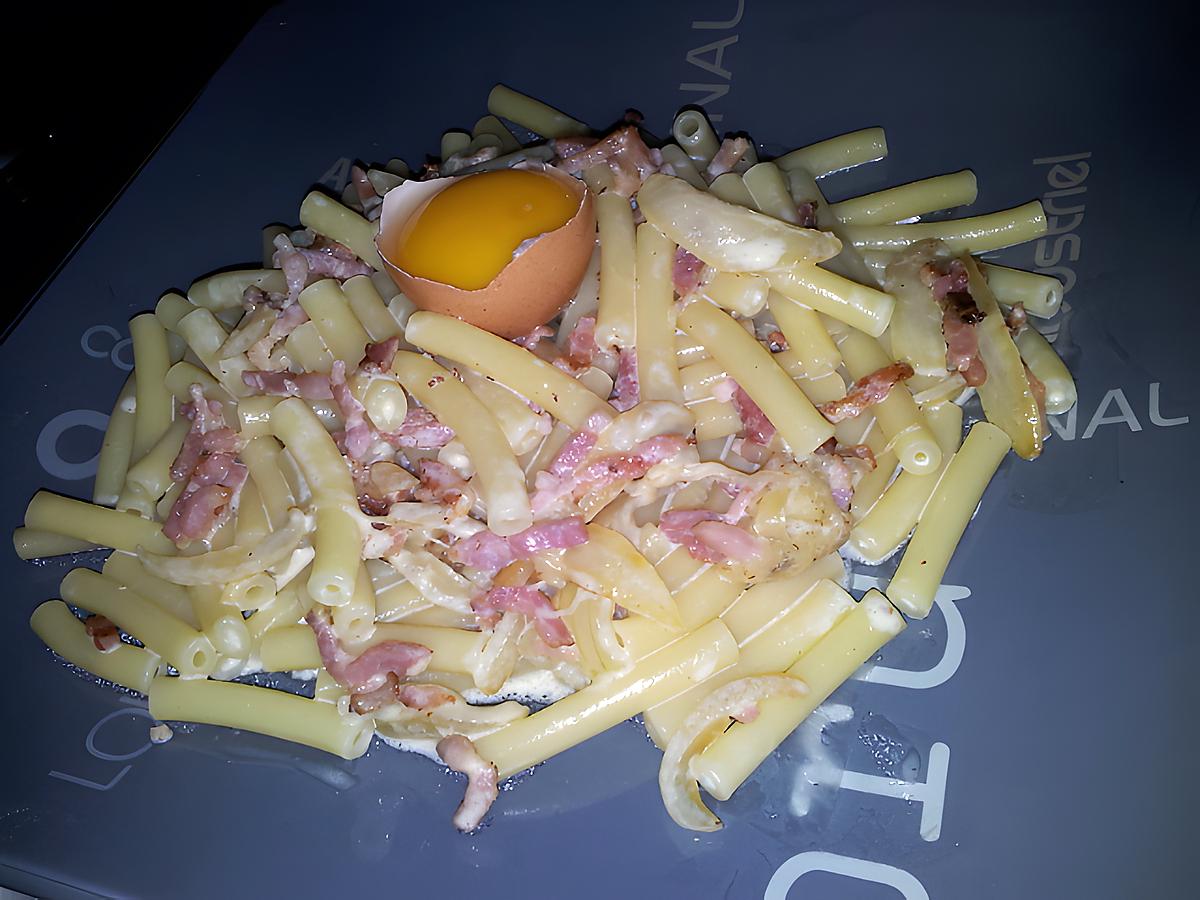 recette Macaronis carbonara à la mozzarella