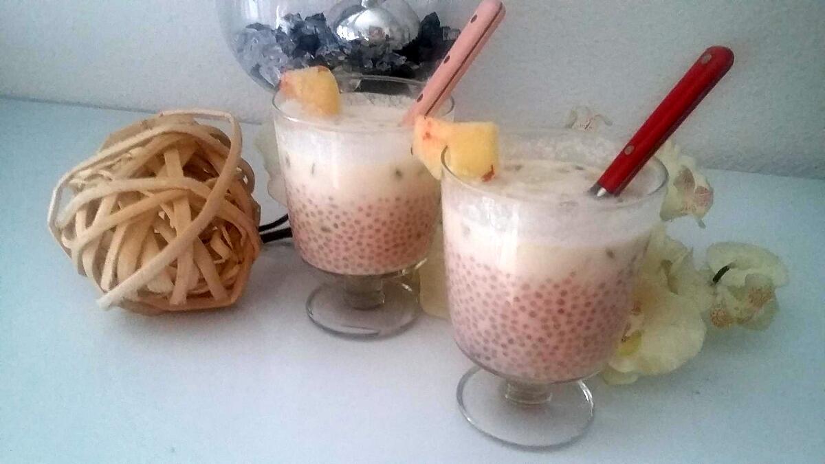 recette Lait de coco aux perles de tapioca fruit de la passion peche