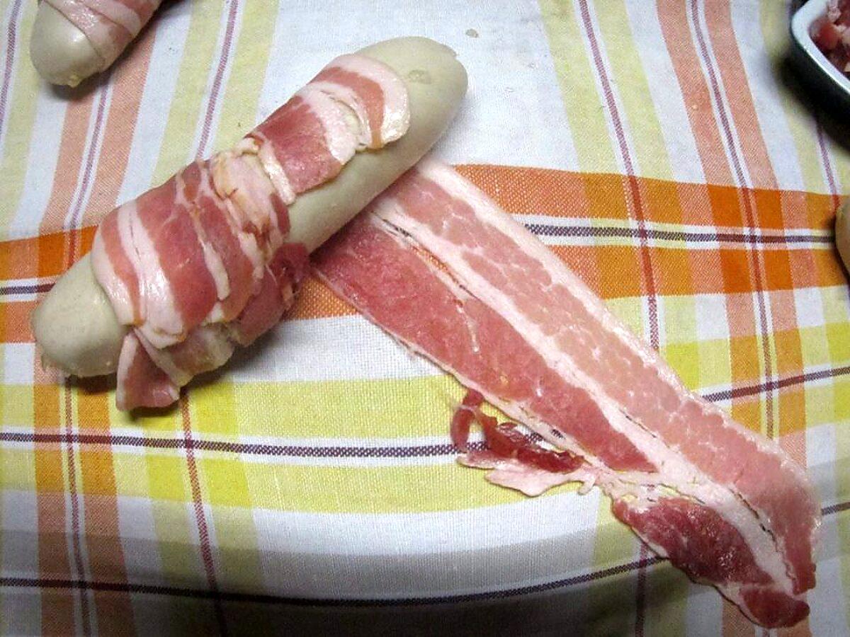 recette Boudin blanc bardés au poitrine fumés.