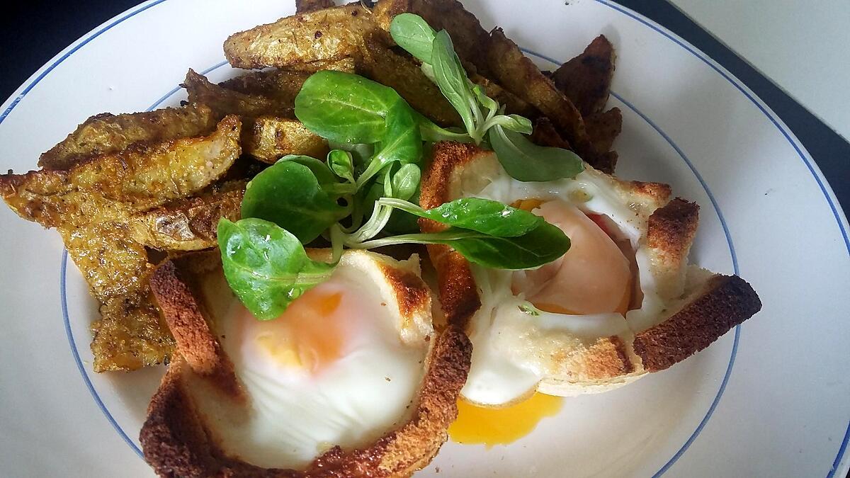 recette Oeuf cocotte dans son pain de mie au tomate du jardin de Mamie