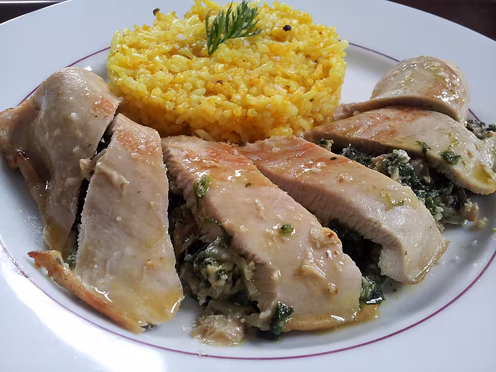 recette Poulet Farci aux Epinards et Champignons