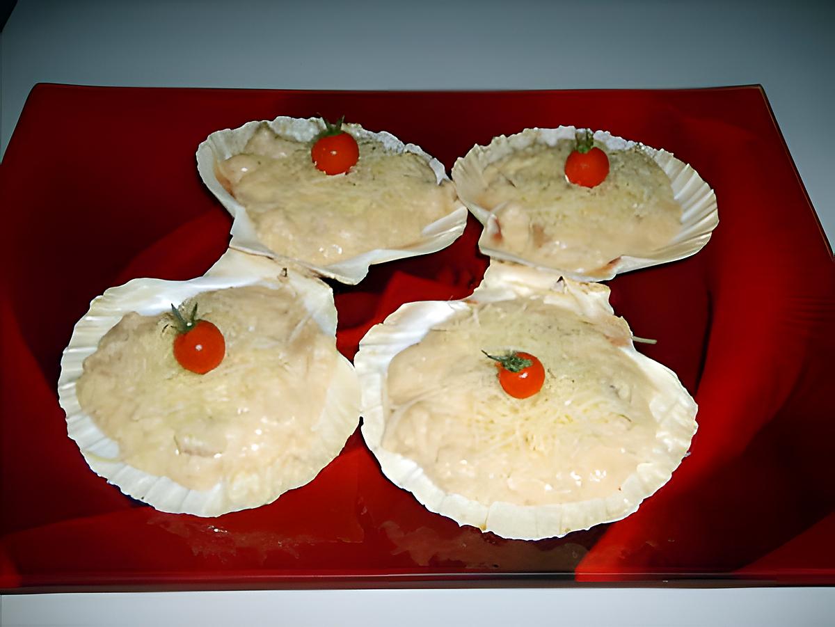 recette coquilles au thon et quenelles de saumon