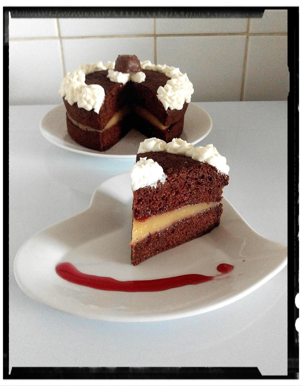 recette gâteau choco intense truffé framboise-apple curd