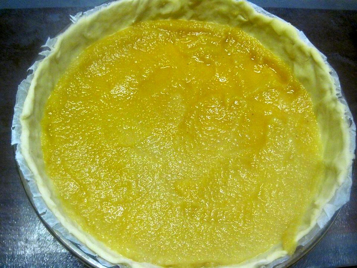 recette Tarte aux kiwis.sur une compotée de pommes.