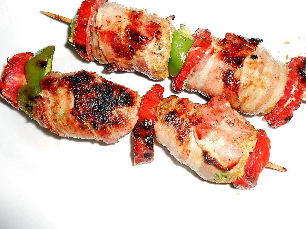 recette BROCHETTES KEFTA GRILLEES AU LARD