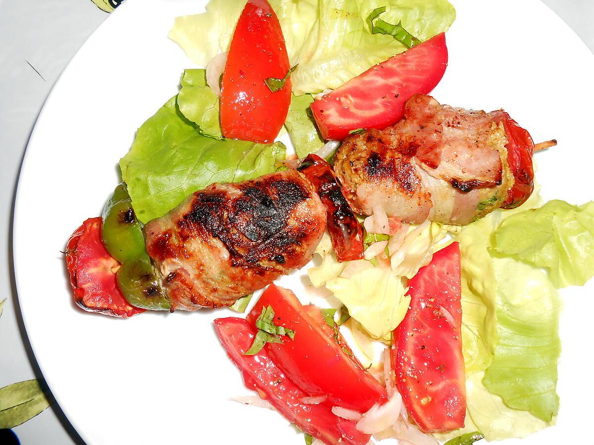 recette BROCHETTES KEFTA GRILLEES AU LARD