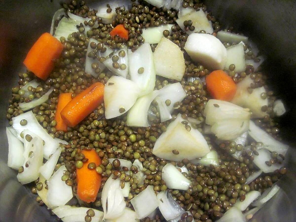 recette Potée de lentilles et viandes.