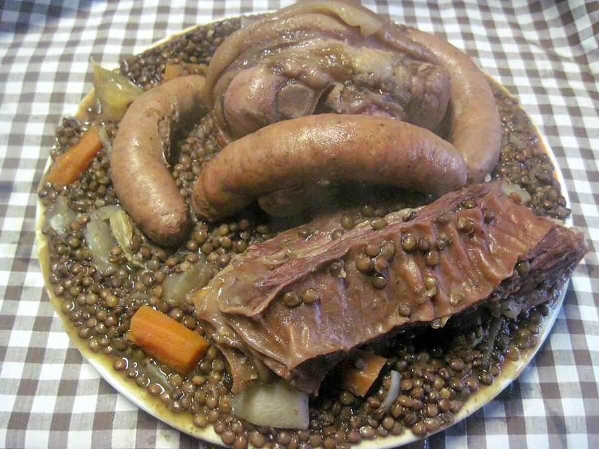 recette Potée de lentilles et viandes.