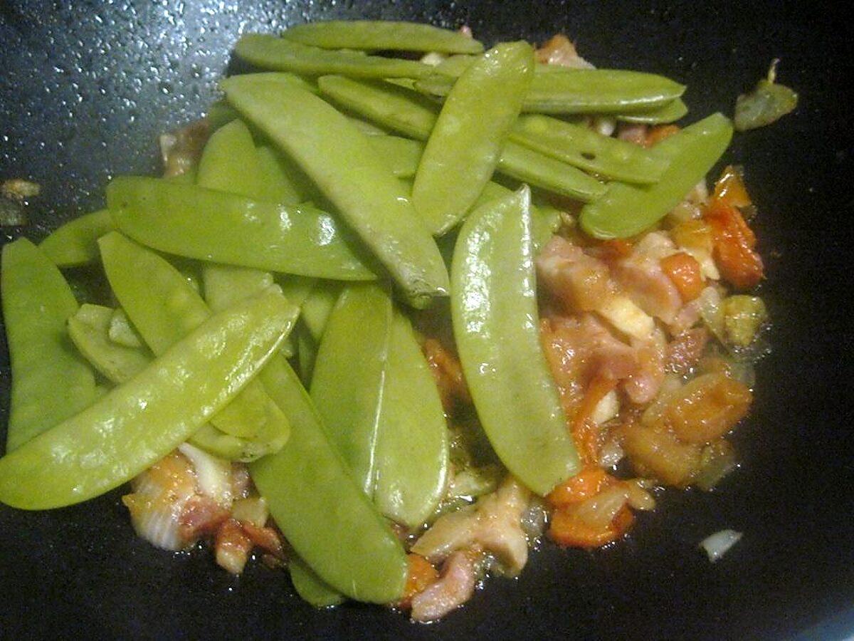 recette Boudin blanc aux pois mange-tout.