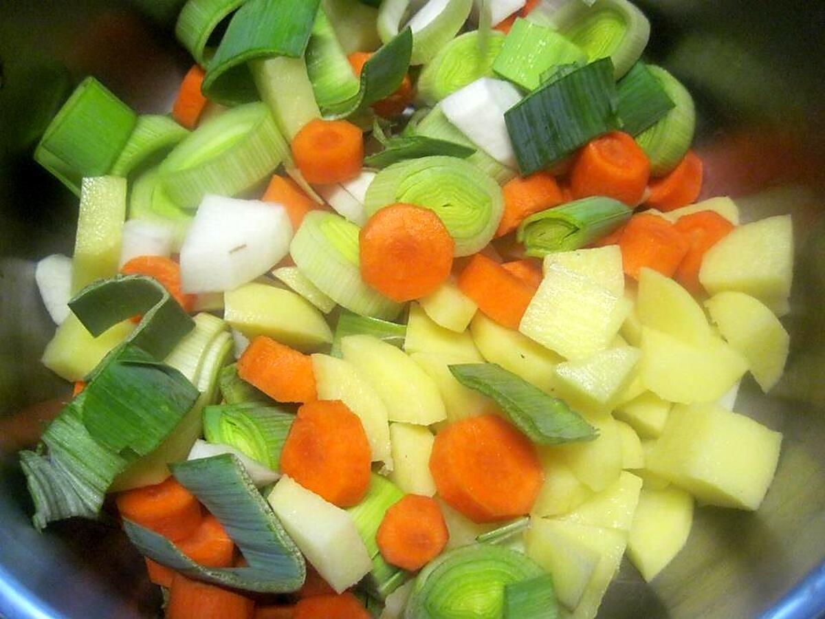 recette Soupe de légumes avec émincé de poulet.