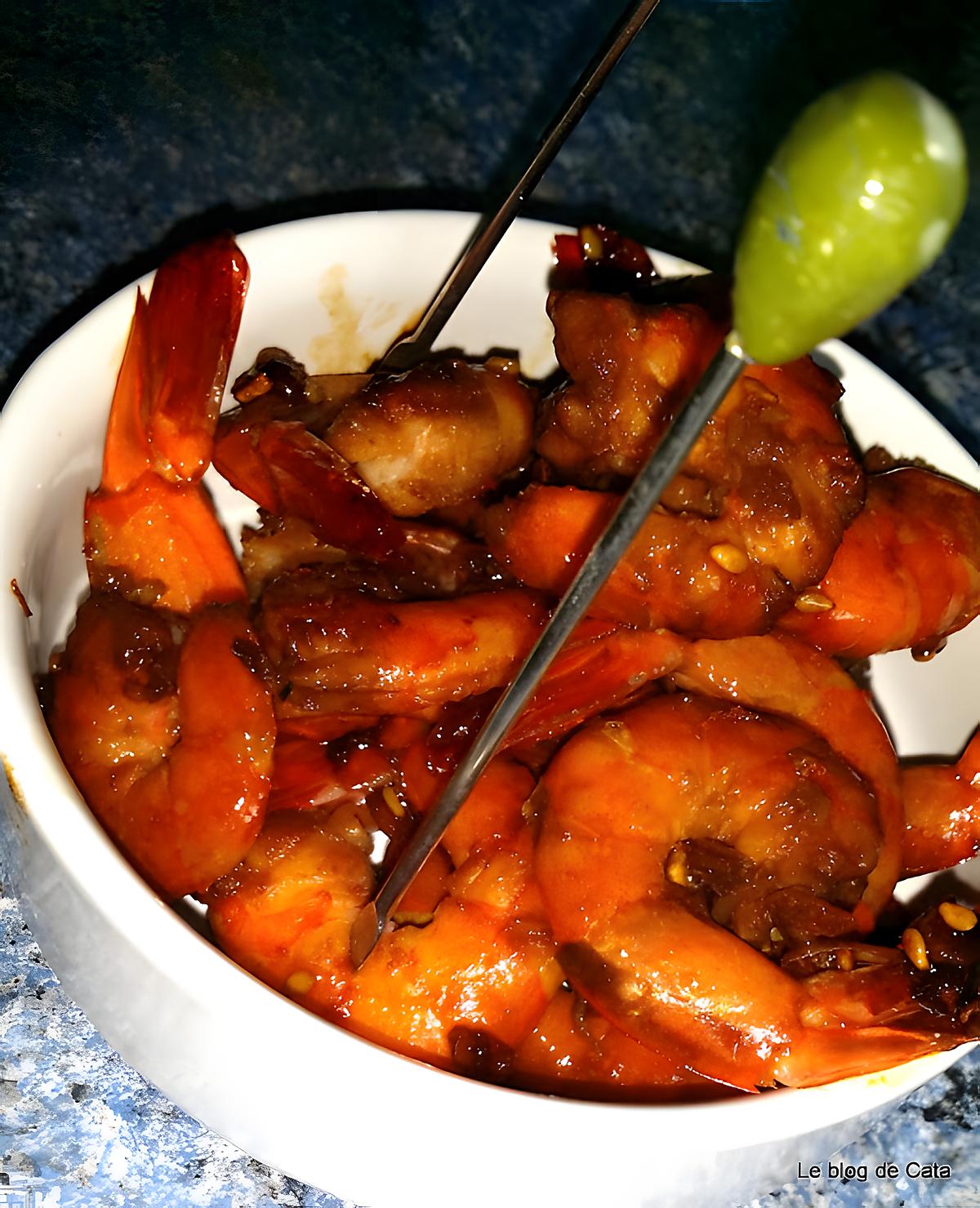 recette Crevettes sautées à l'ail, gingembre et sauce Soja