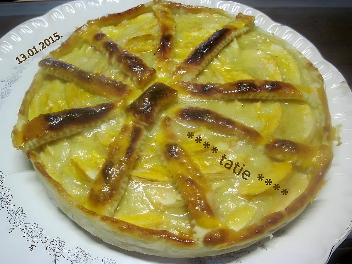 recette Tarte aux pommes sur une crème d'amande.