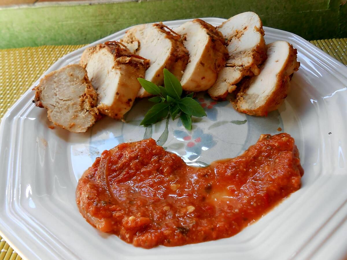 recette Blancs de poulet sauce pesto tomates