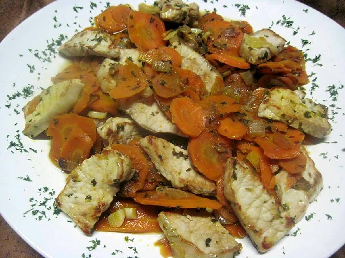 recette Carottes Vichy a la viande de dinde.