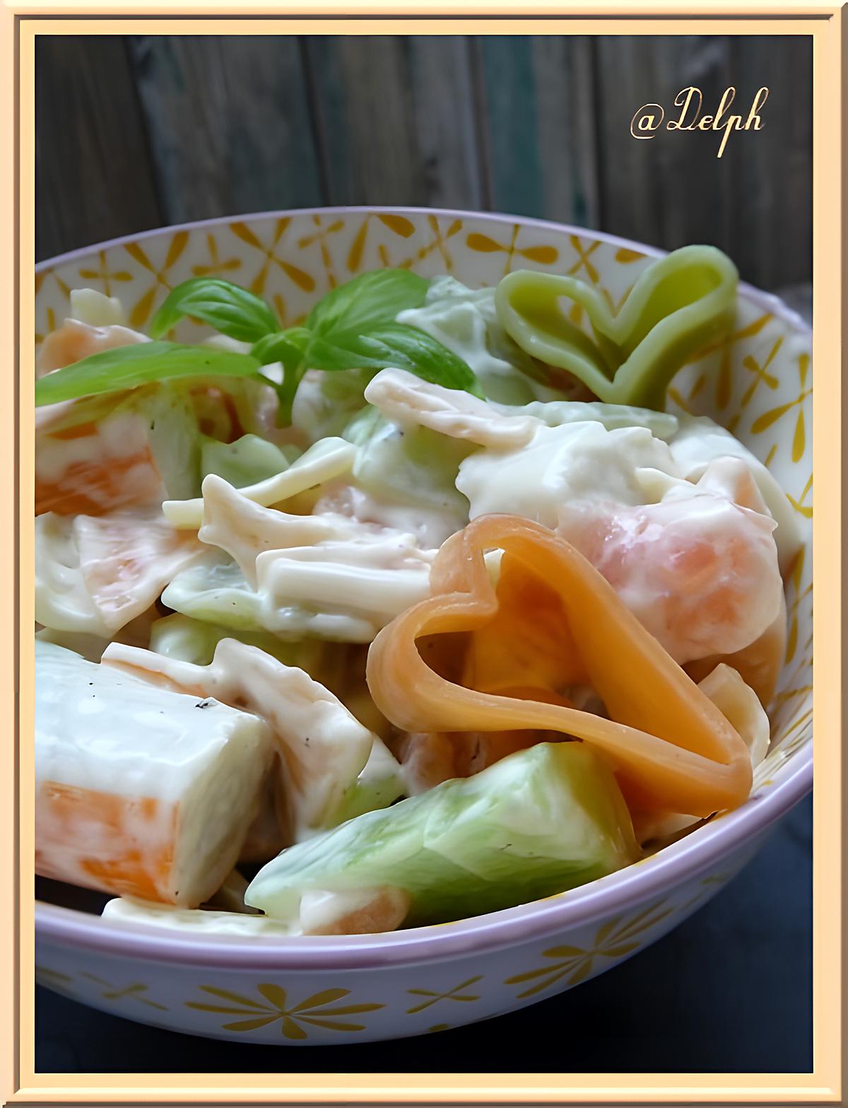 recette Salade de pâte saumon surimi concombre