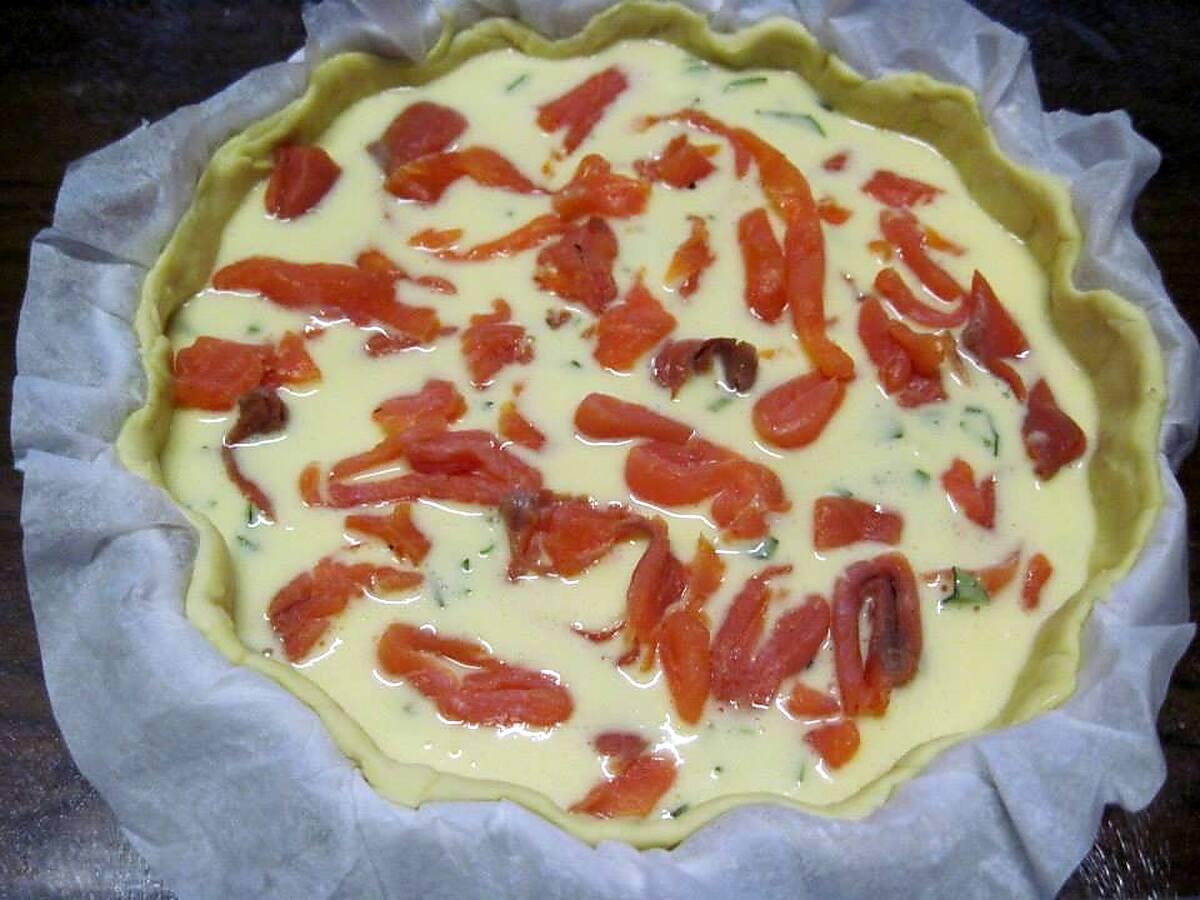 recette Quiche aux filets de truite. basilic.