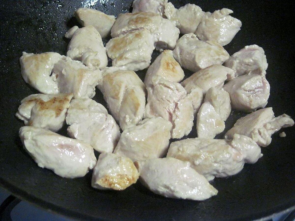 recette Pâtes aux cube de poulet et châtaignes.