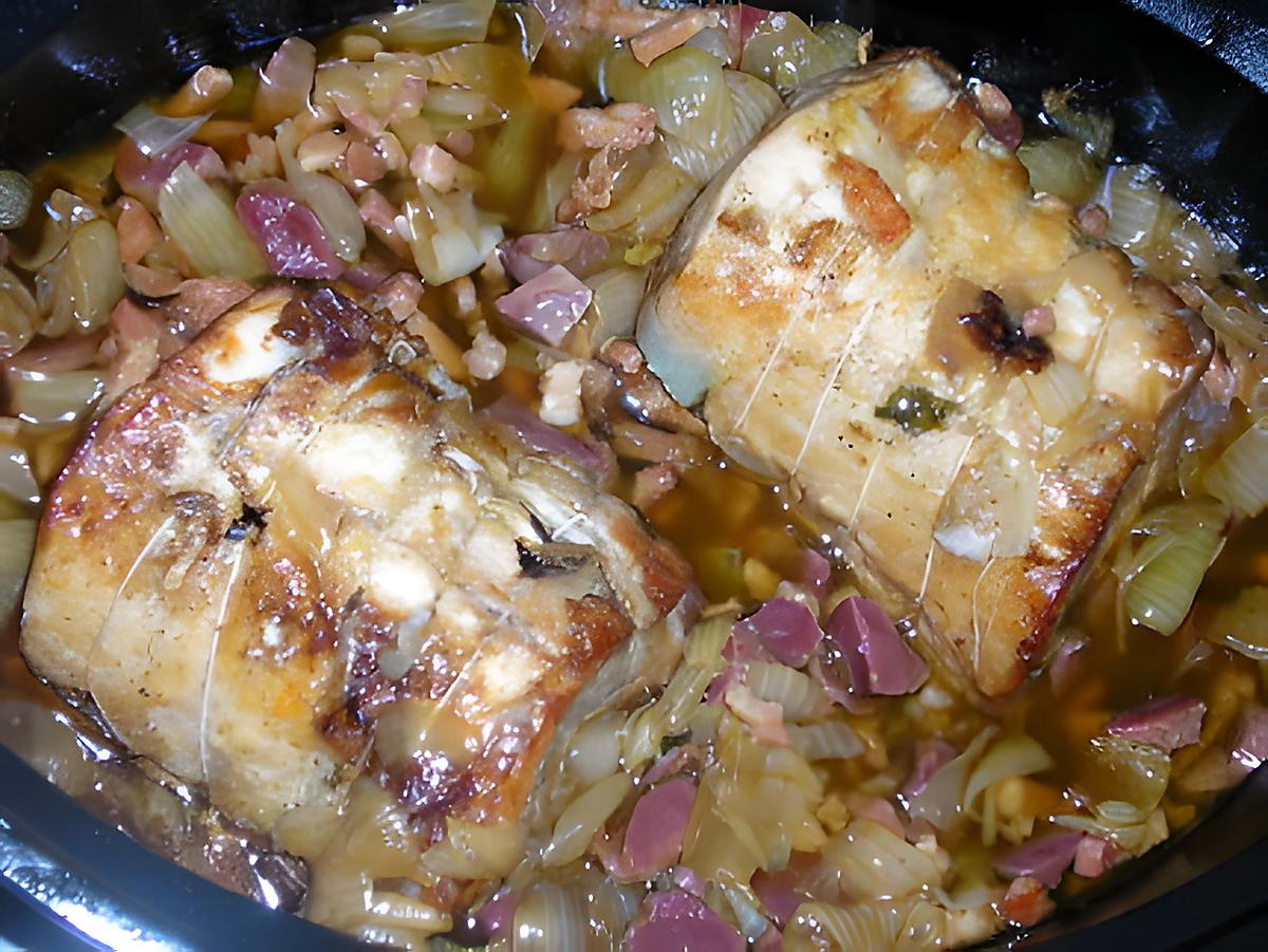 recette Rôti de porc confit aux Oignons