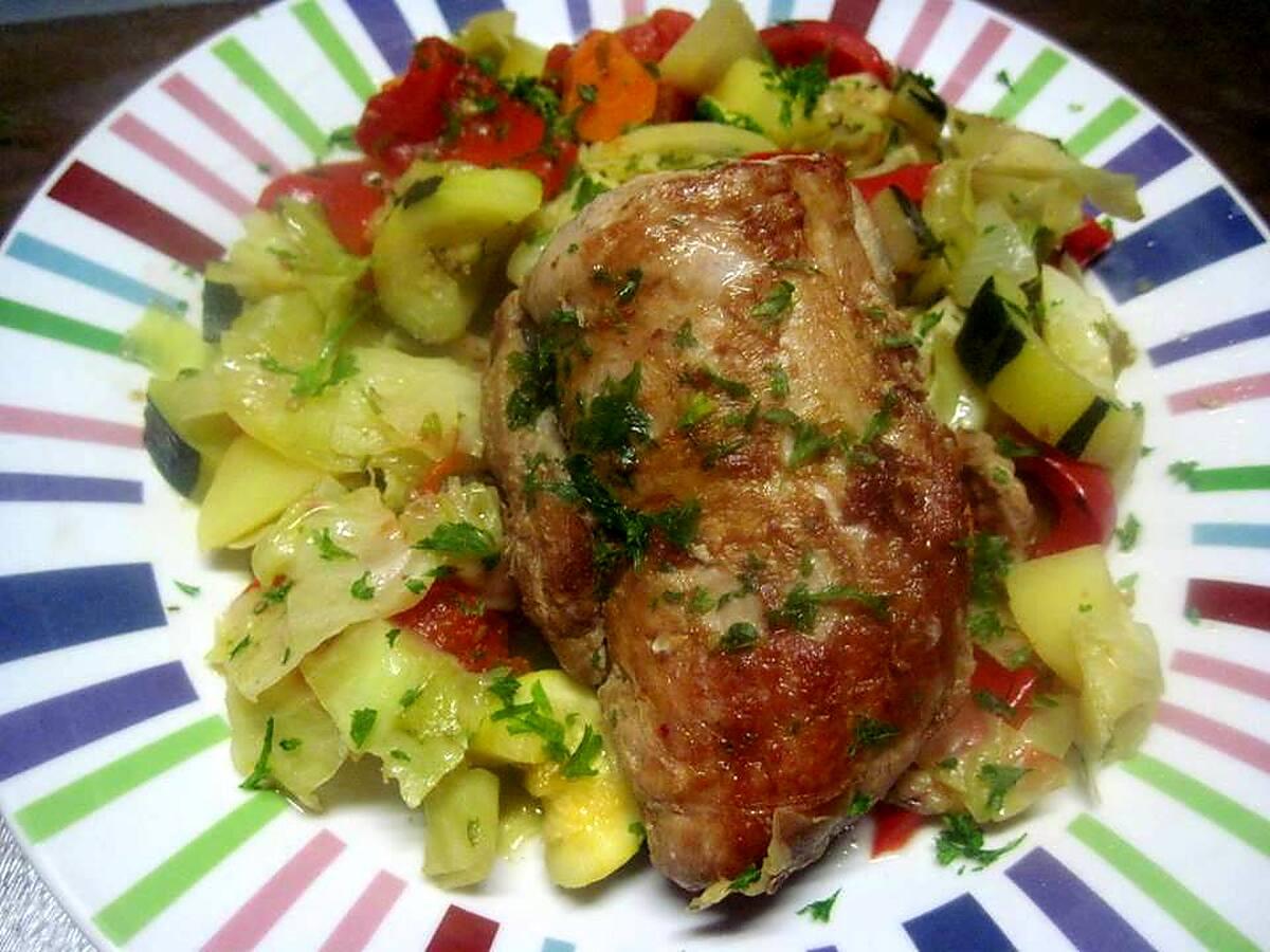 recette Pavés de porc aux légumes.