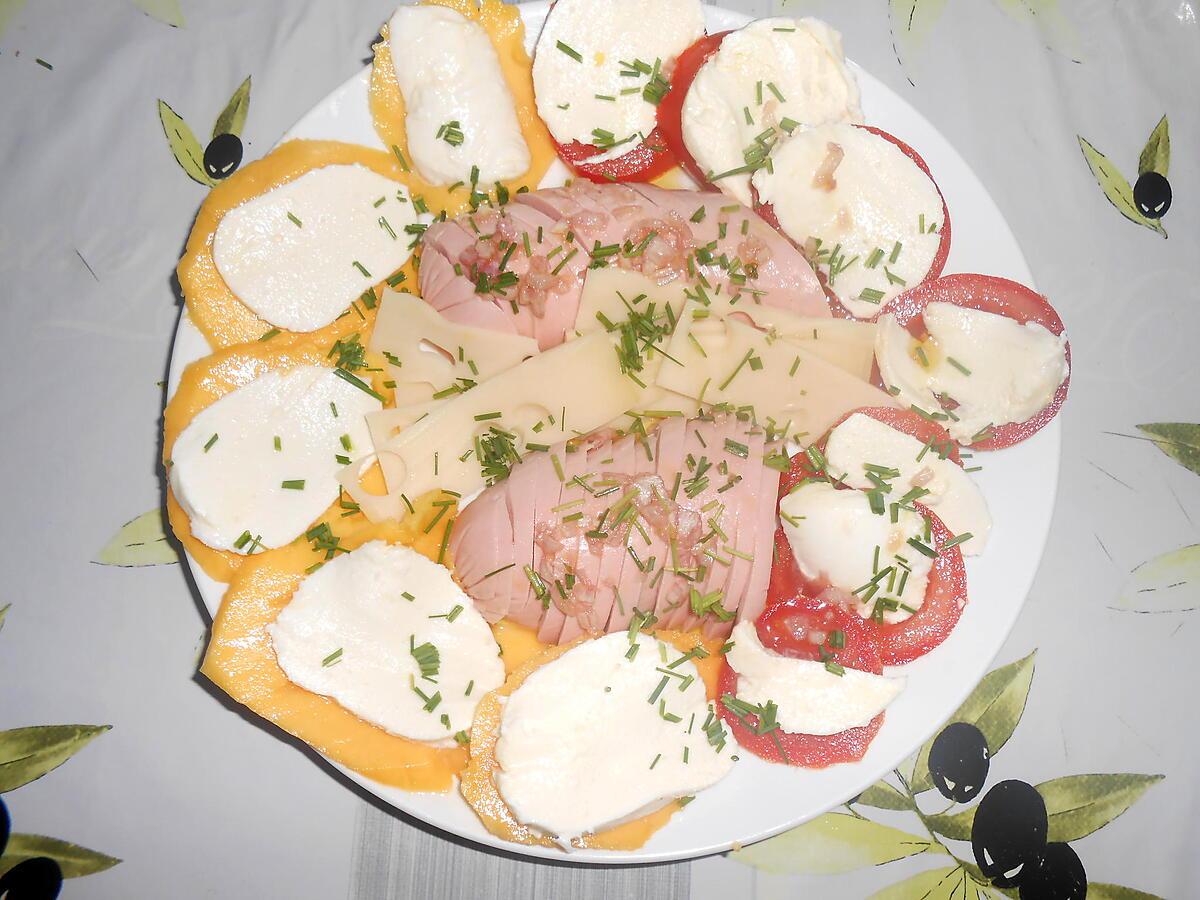 recette SALADE COMPOSEE CERVELAS MANGUE MOZZARELLA