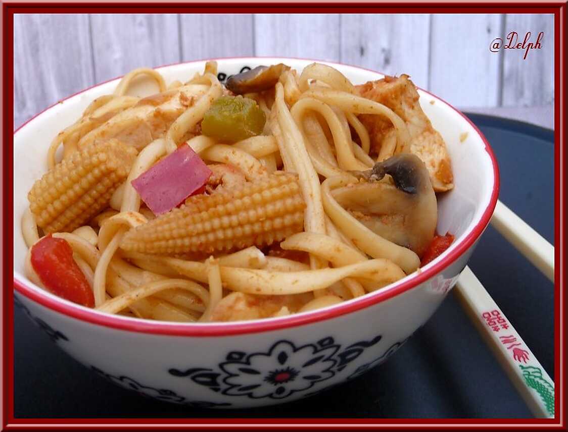 Recette de Wok de nouilles au poulet