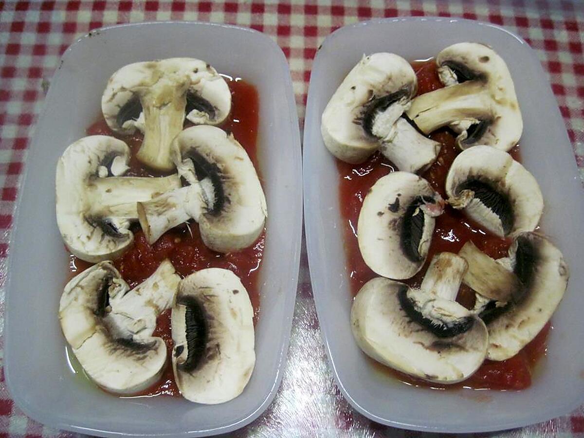 recette Saucisses fumées au blette. champignons. gratinés.