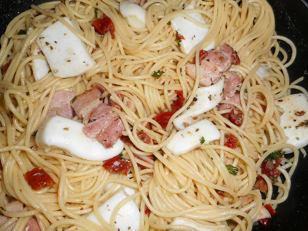 recette Spaghetti aux blancs de calamars