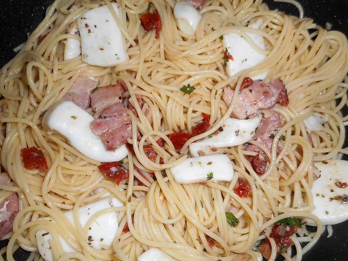 recette Spaghetti aux blancs de calamars