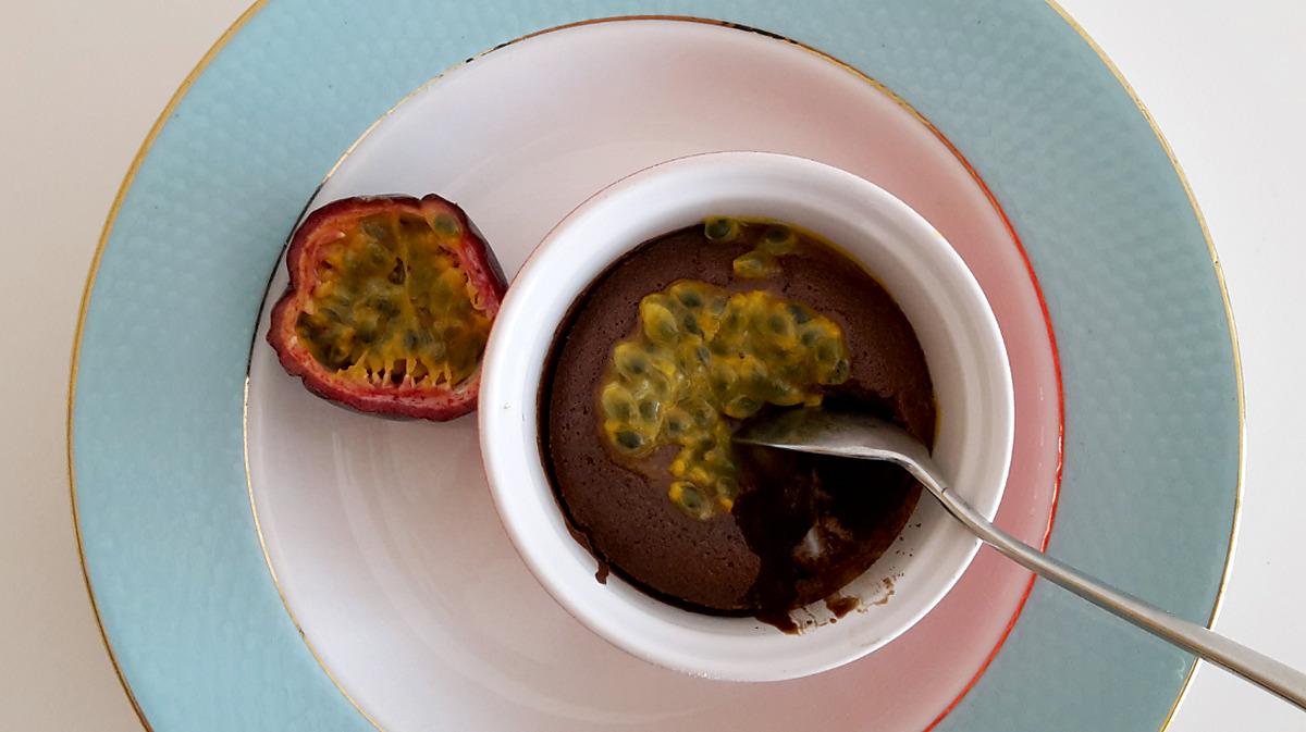 recette Fondant au chocolat et fruit de la passion