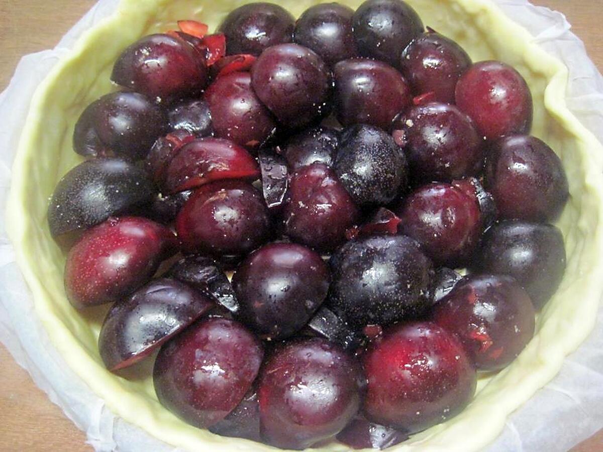 recette Tarte aux prunes rouge et crème.
