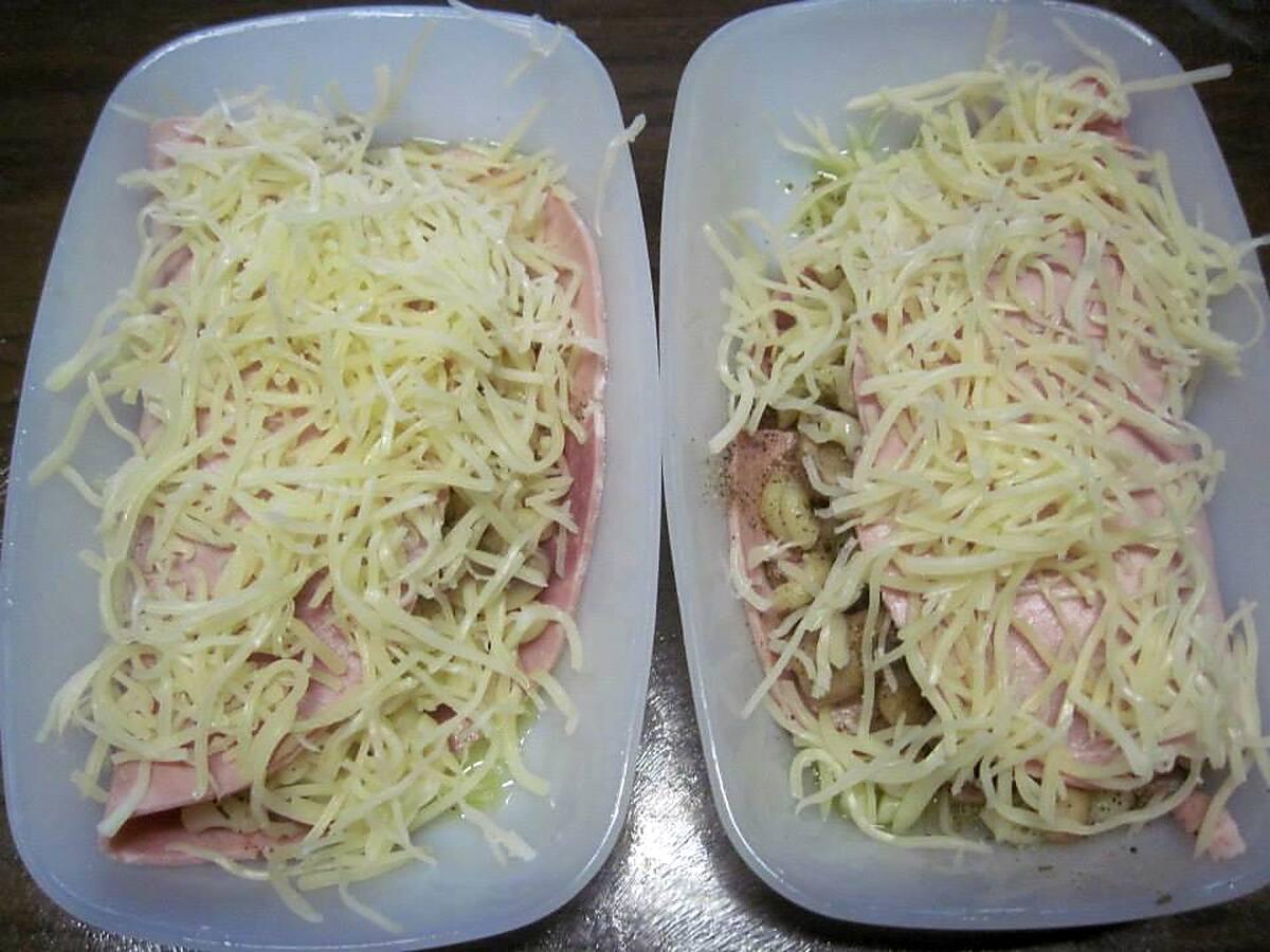 recette Jambon garni aux pâtes et gratiné.