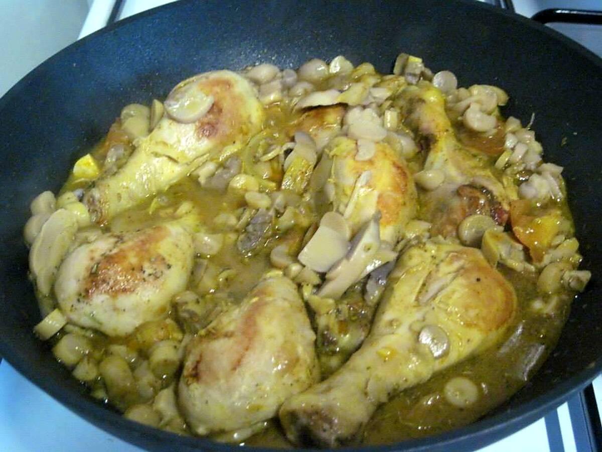 recette Pillons de poulet. champignons. sauce curcuma.