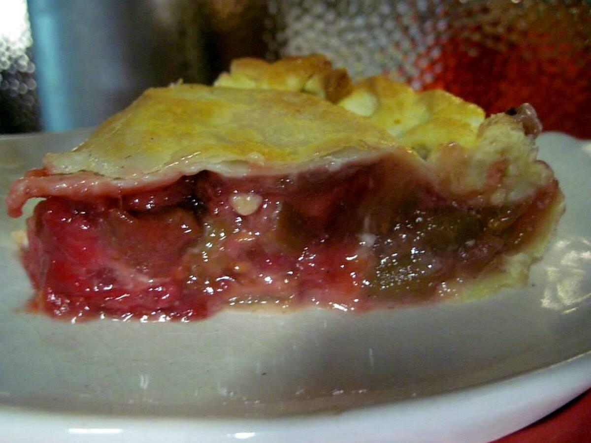 recette Tarte aux fraises et rhubarbe.