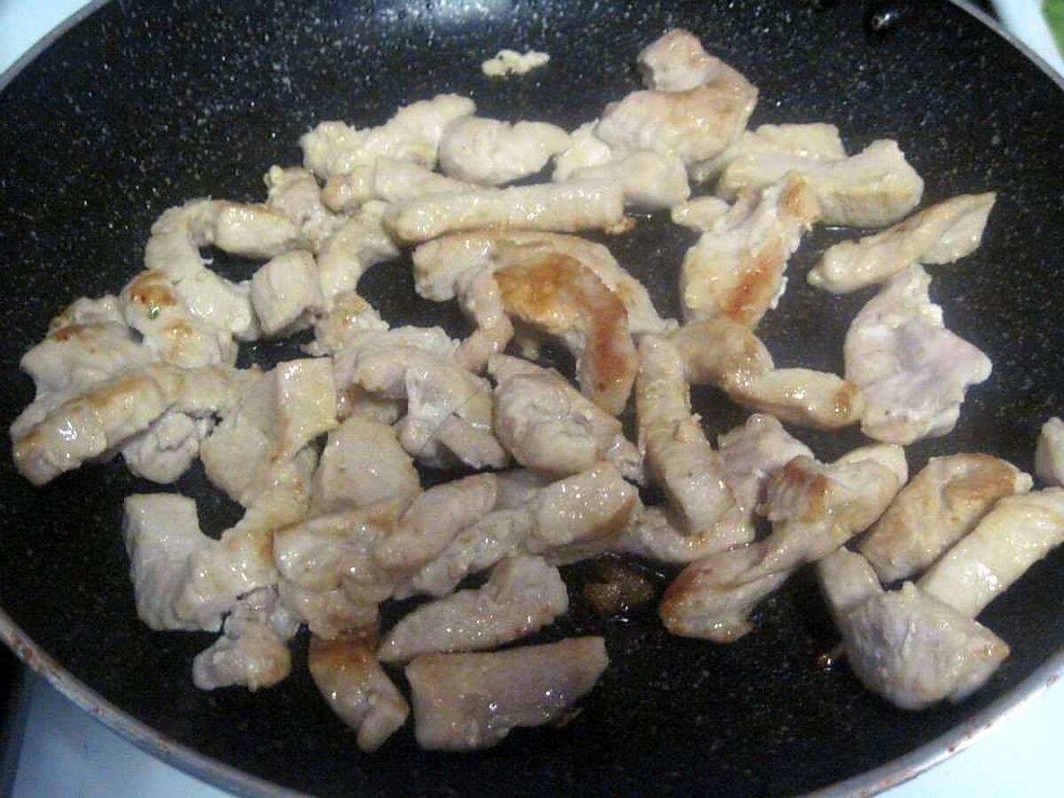 recette Coquillette aux haricots verts. émincé de poulet.