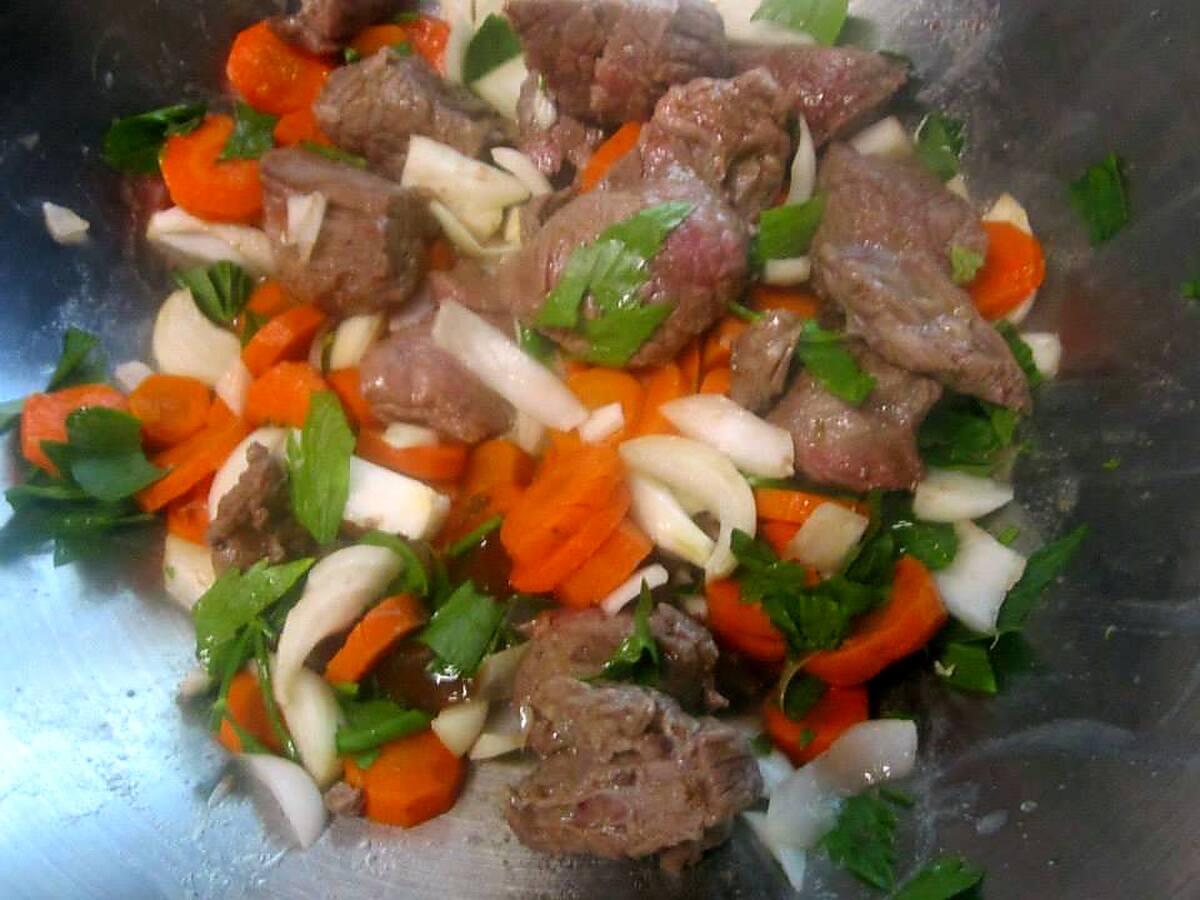 recette Viande à Bourguignon aux légumes et céleri.