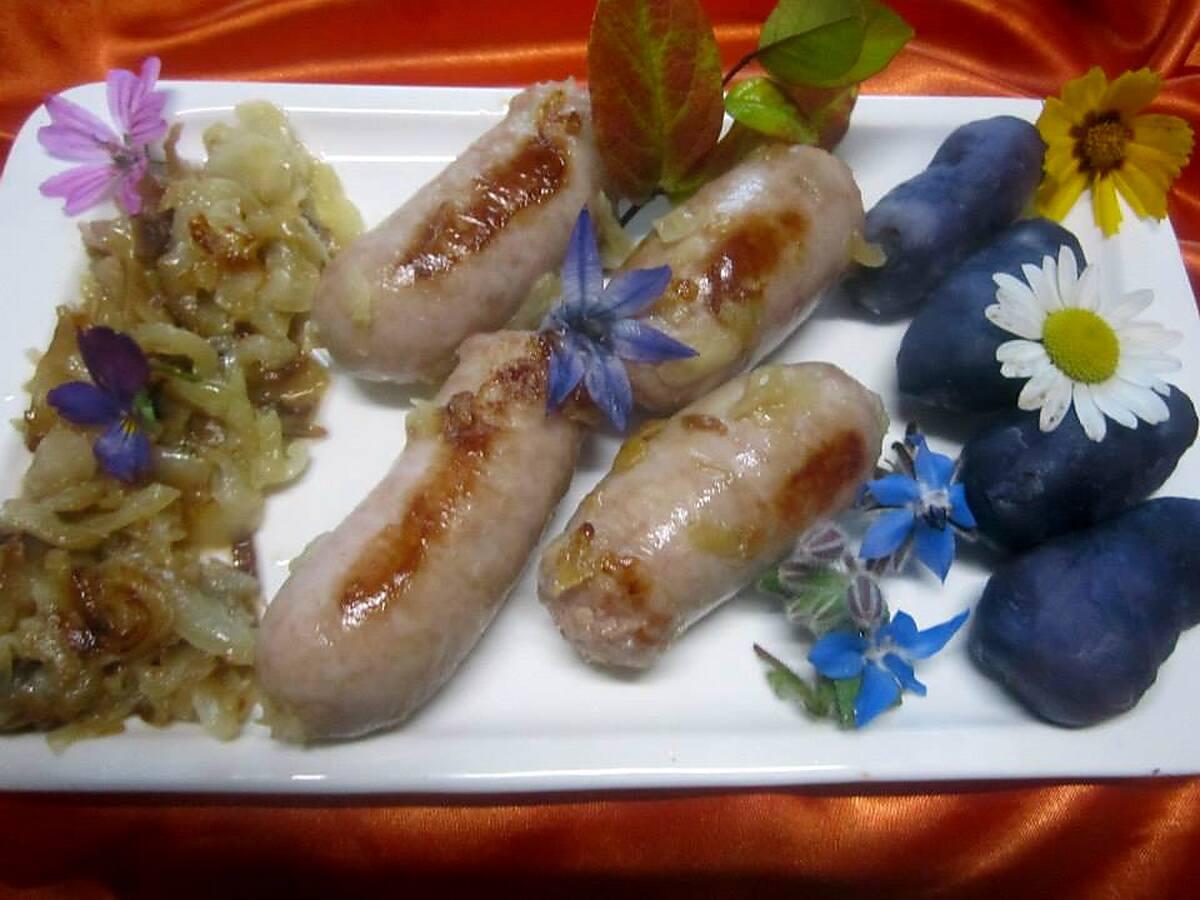 recette Saucisses de Toulouse aux p de terre vitelottes.