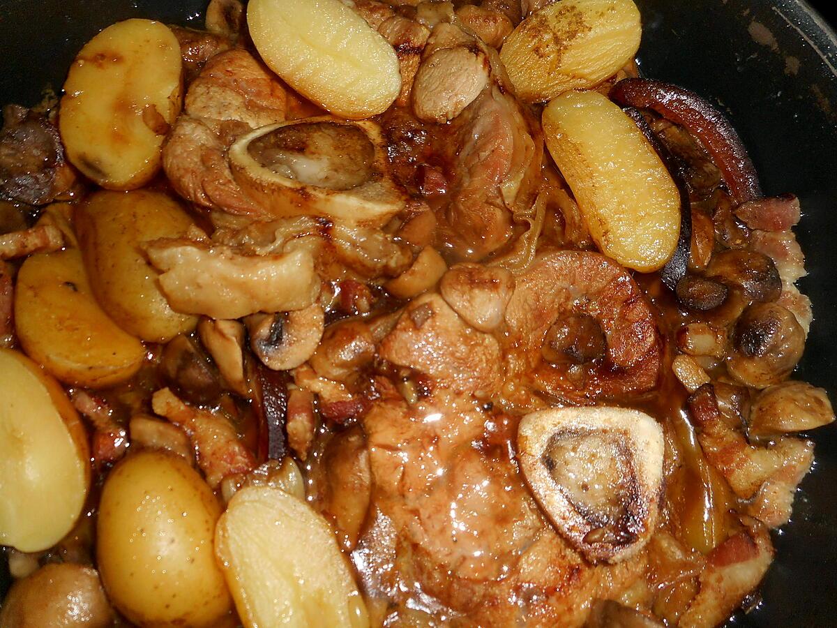 recette Jarret de veau aux lard et champignons