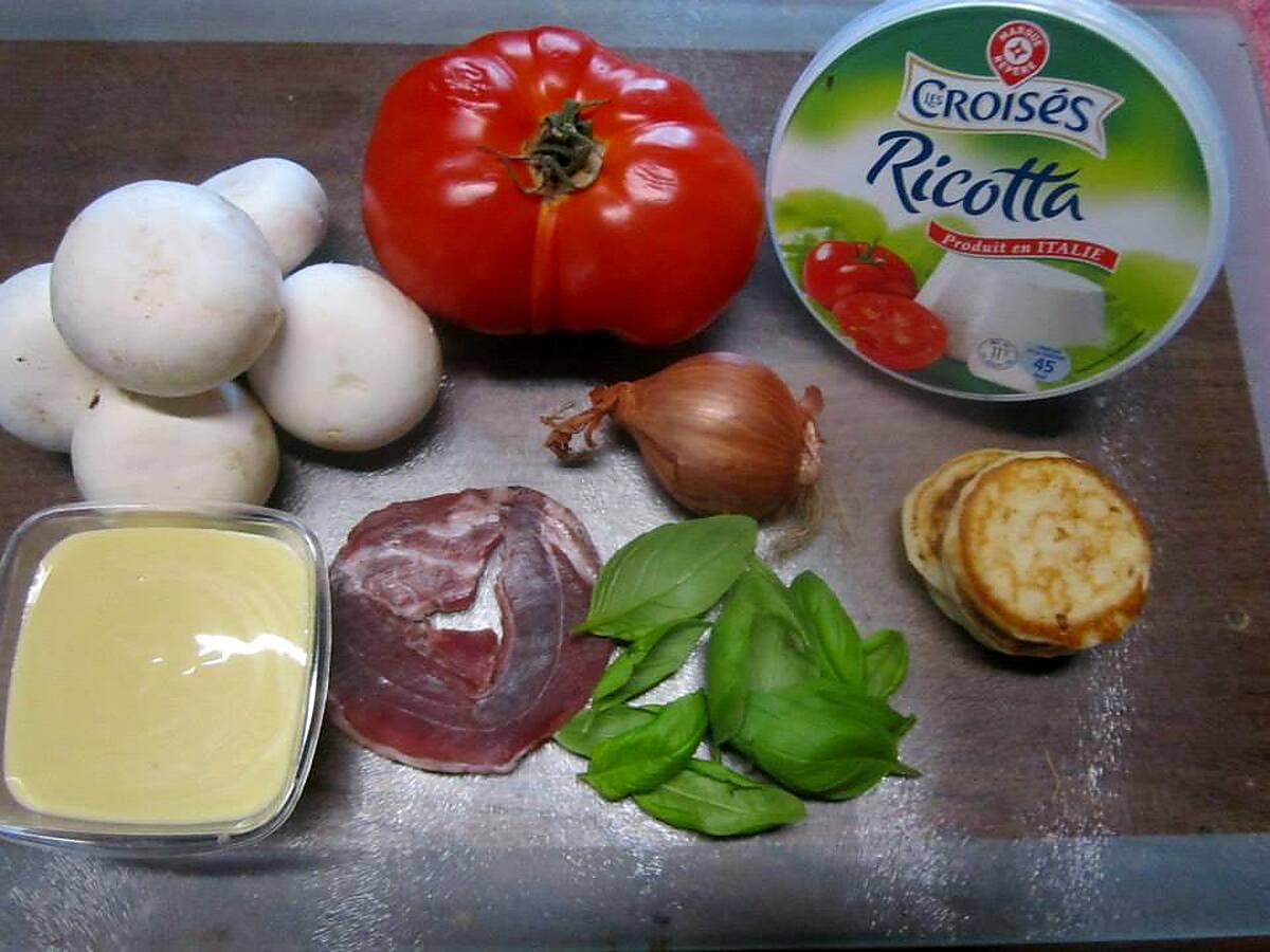 recette Salade de légumes. ricotta.basilic. vinaigrette.