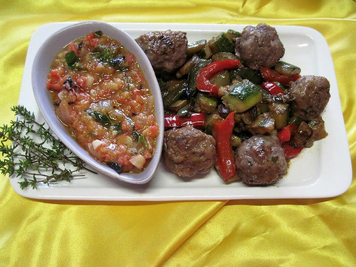 recette Boulettes de viande au trio de poivrons.