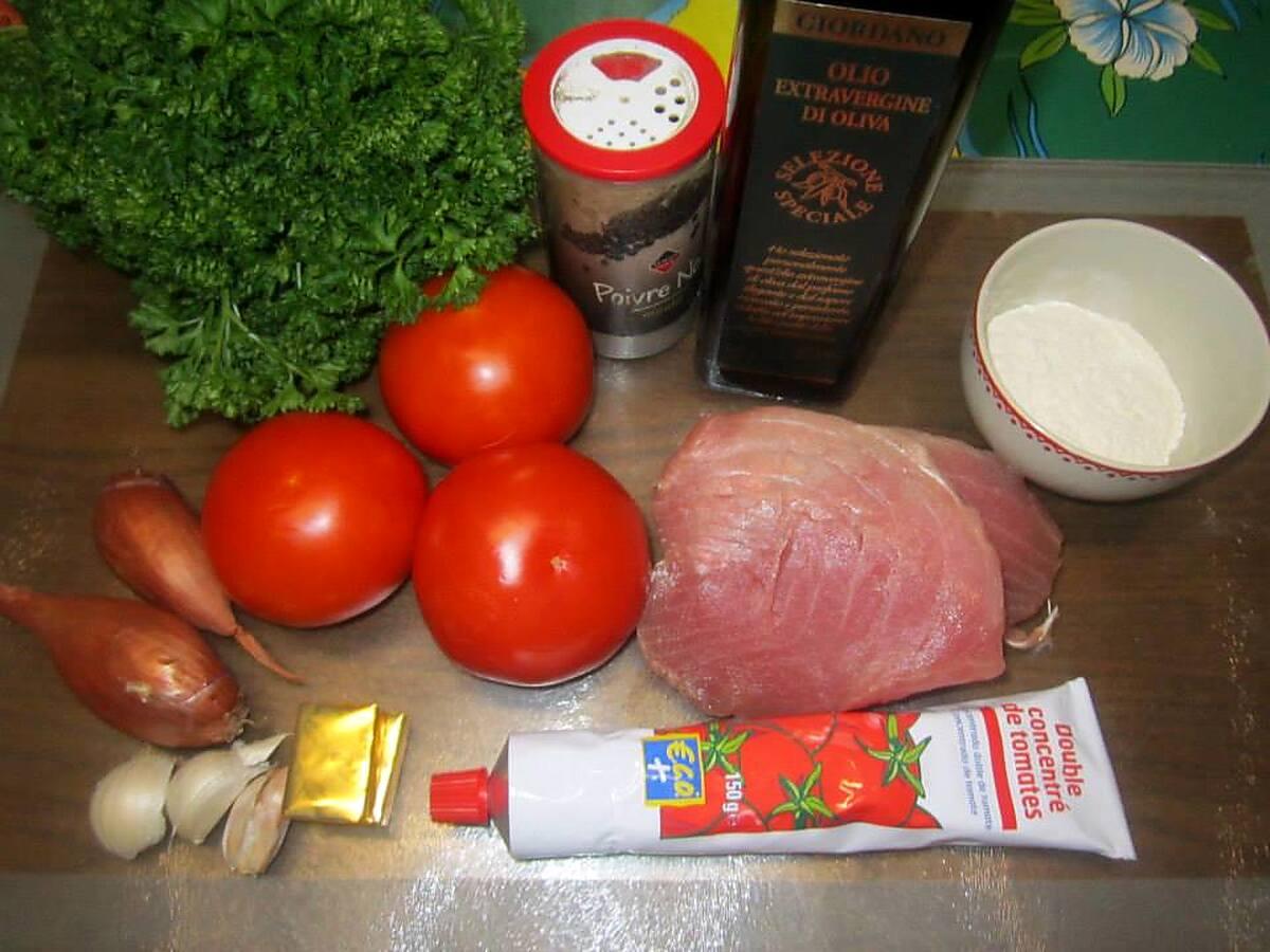 recette Thon rouge à la sauce tomates échalotes.