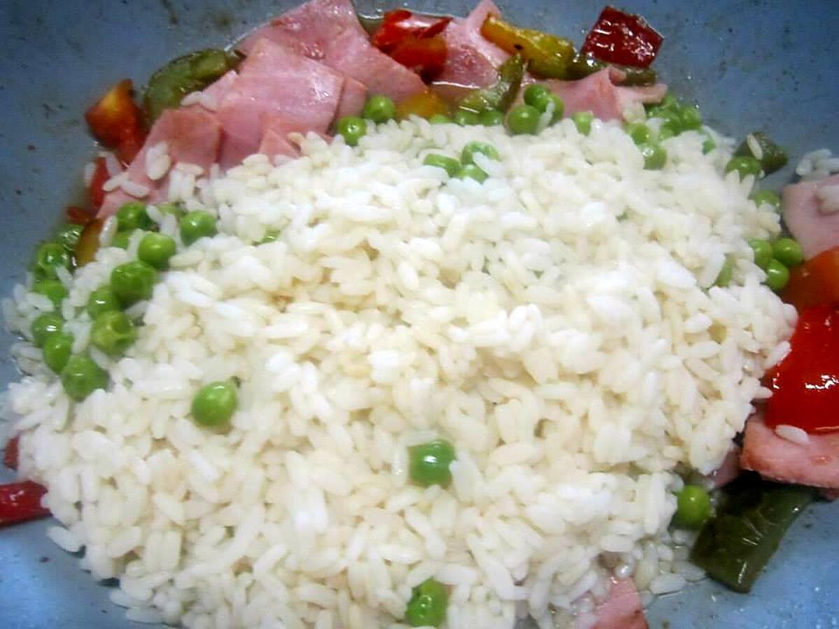 recette Riz aux légumes et jambon.