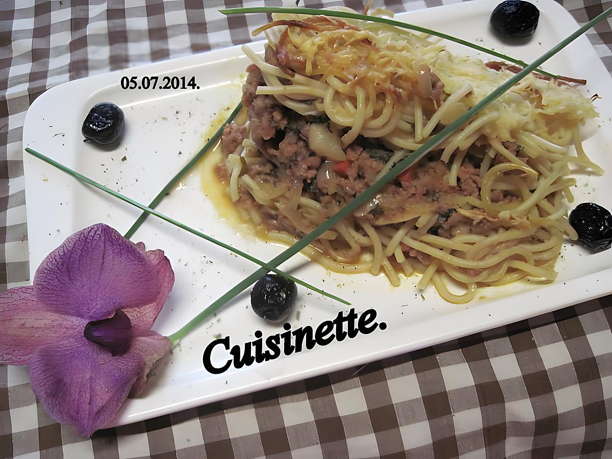 recette Hachis de viande aux spaghettis.