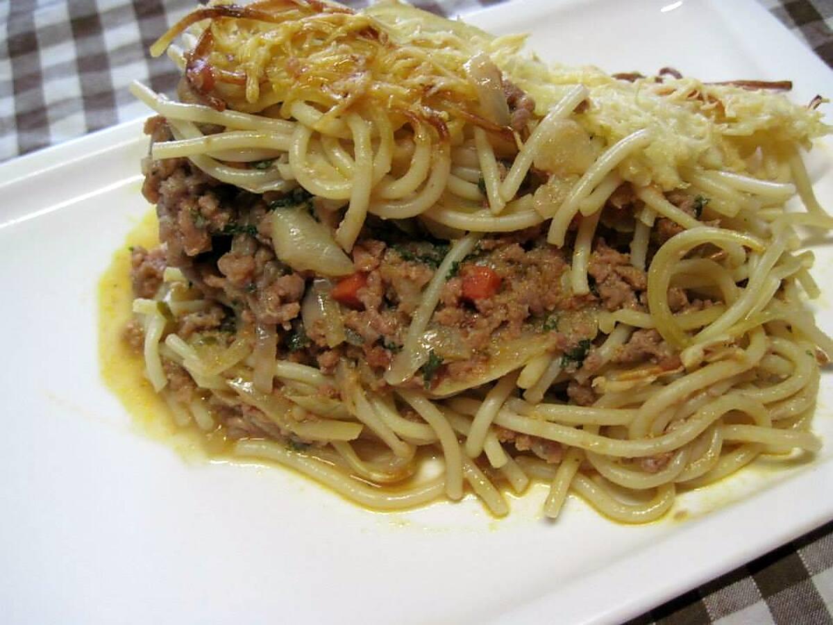 recette Hachis de viande aux spaghettis.