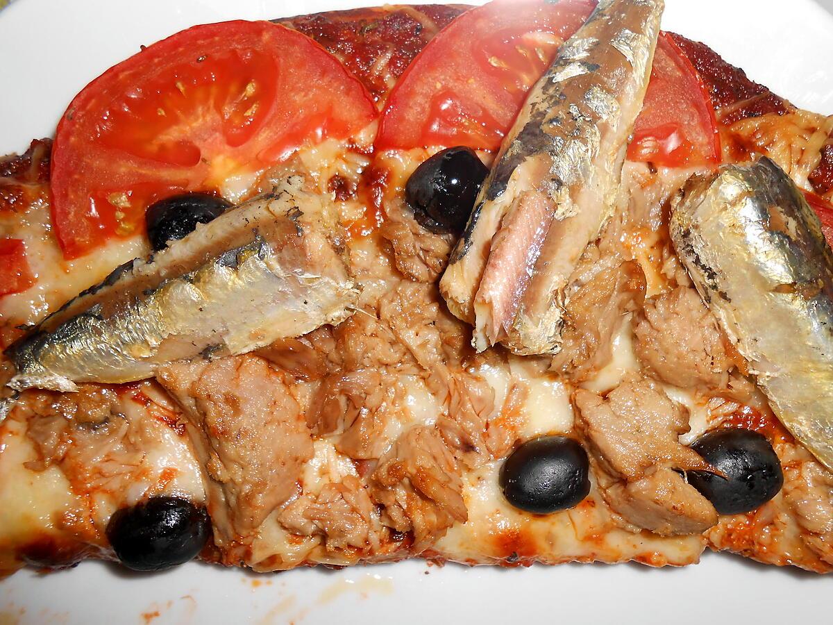 recette PIZZA EN DUO CHORIZO ET THON SARDINES