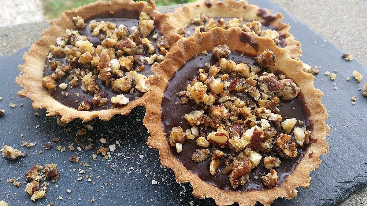 recette Tarte chocolat caramel et noix de pécan caramélisées