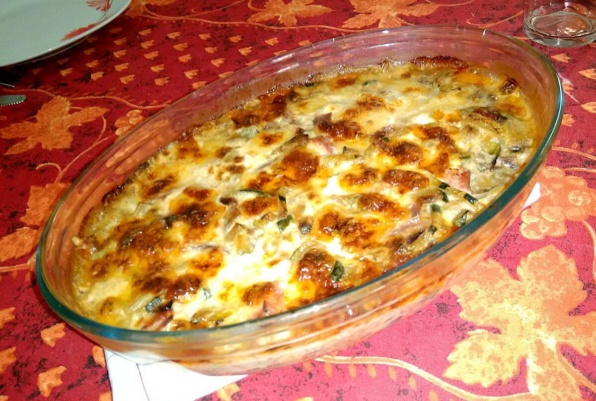 recette Gratin de courgettes jambon mozzarella